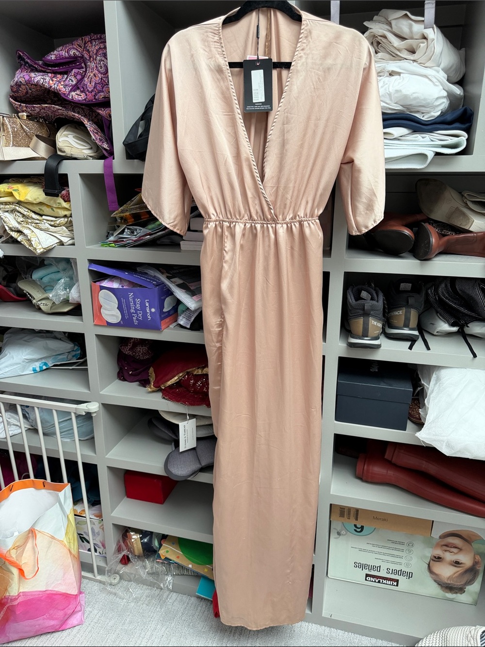 Women’s Long gold Wrap Maxi Dress